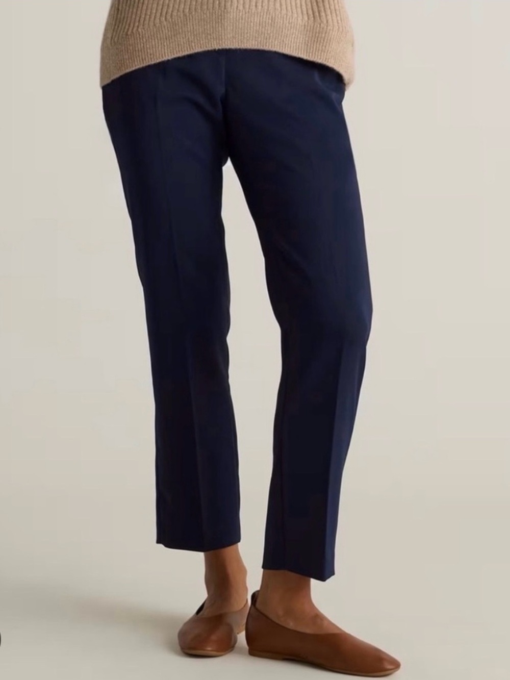 Quince Stretch Crepe Ankle Pants NEW Office Career Preppy Navy Blue 10 Pockets